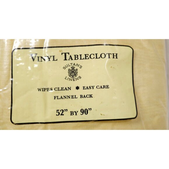 Vintage Sultan's Linens Vinyl & Flannel Backed Tablecloth 52x90 Golden Textured - Picture 3 of 9